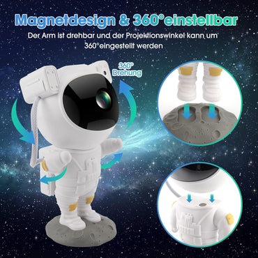 Astronauten Sternenhimmel Projektor, Farblicht-LED Projektor mit Sternnebel/Galaxie Projektion als atmosphärische Raumdekoration, Heimkino-Beleuchtung oder Schlafzimmer-Stimmungslicht (Weiß)