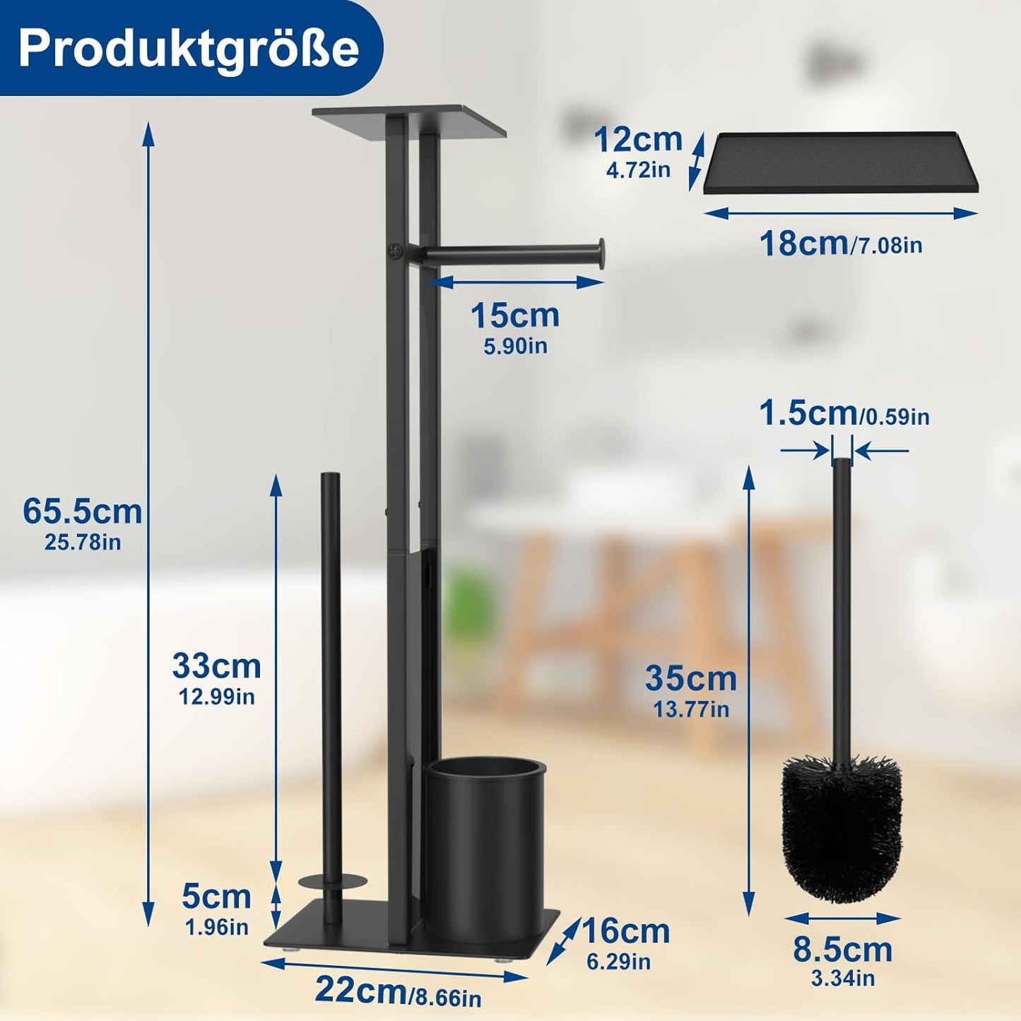 Edelstahl Klopapierhalter Stehend mit Klobürste - Toilettenpapierhalter/WC Garnitur