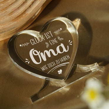 Geschenk für Oma, Herzförmige Acrylornamente Dekoration Oma Geschenk, Personalisierte Geschenk Oma Geburtstag, Großmutter Geschenk