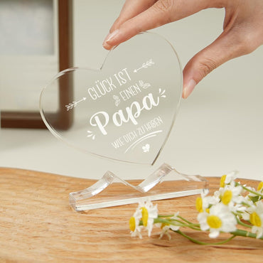 Papa Geschenk von Tochter Sohn, Herzförmiges Acryl Heimat Dekoration, Personalisierte Geschenke für Papa, Geburtstag Geburtstagsdeko für Papa Männer Vater