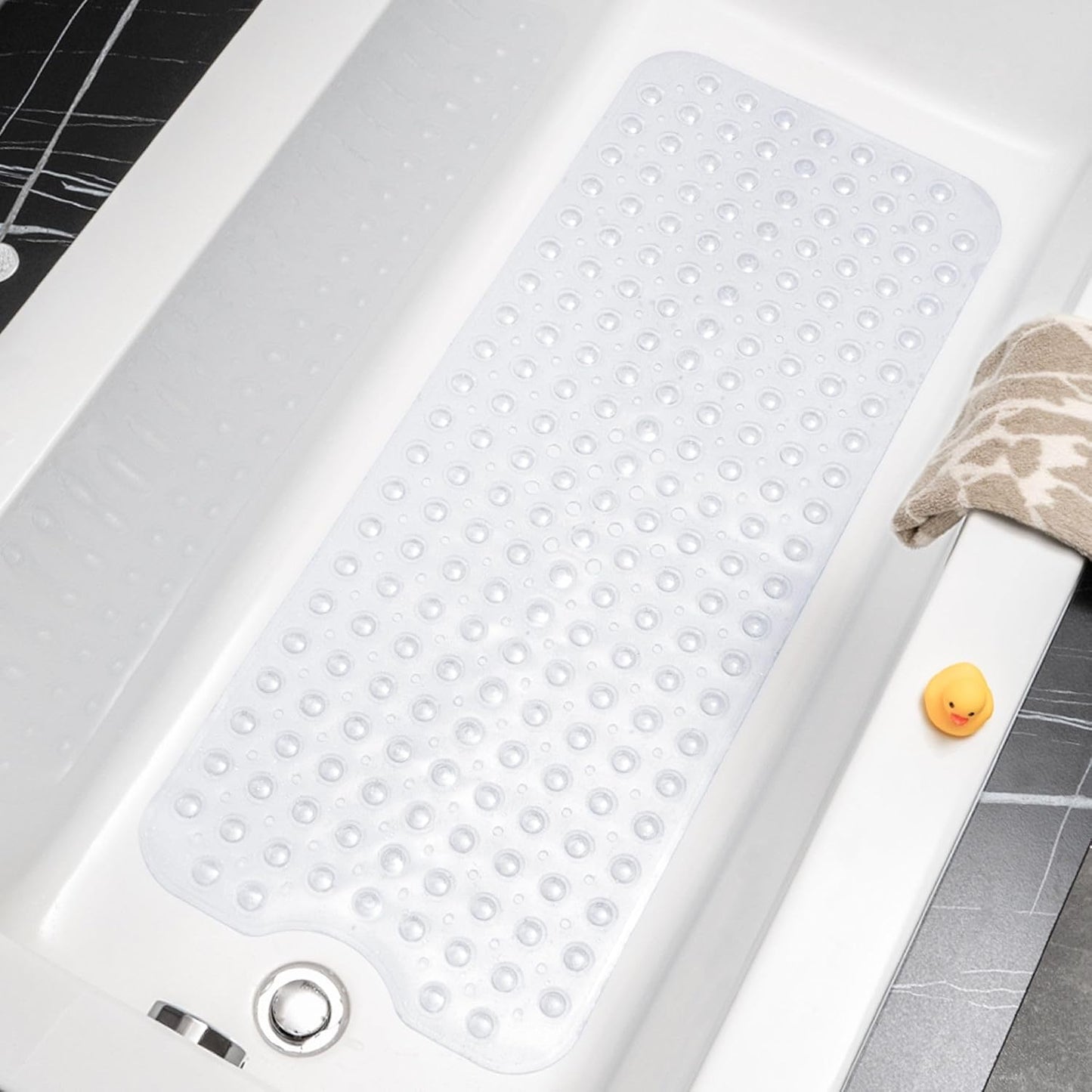 Badewannenmatte rutschfest, 101 x 40cm Extra Lange Antirutschmatte Badewanne, Duschmatte rutschfest BPA Frei, Schimmelresistent & Maschinenwaschbar Badematte, Transparent